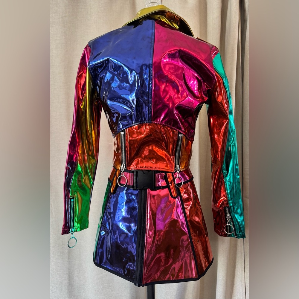 NWOT Club Exx by Dolls Kill Mirrored Color Block Moto Jacket, Sz M& Skirt Sz S - Picture 8 of 16